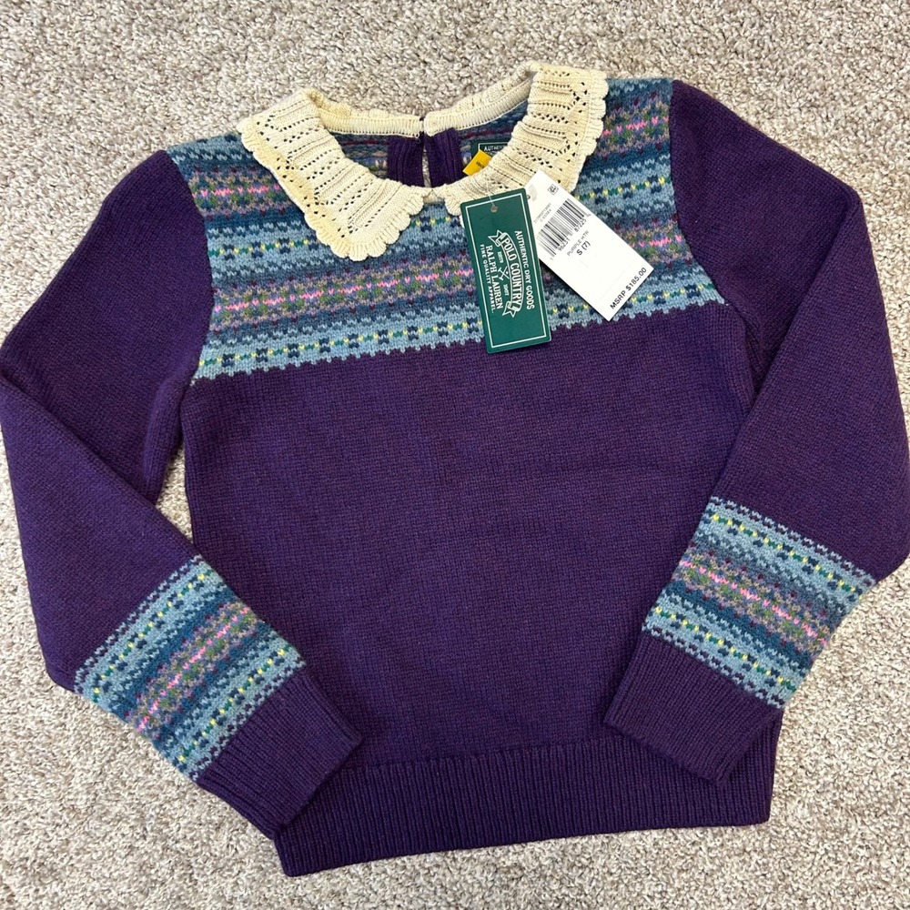 NWT Ralph Lauren Polo Country Wool Blend Jumper GIRLS Size Small (7) Fair Isle